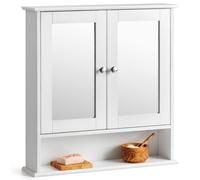 Christow Bathroom Mirrored Cabinet White Grey Wooden Double Wall Mounted Storage Unit Christow White