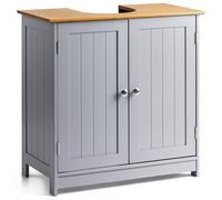 Christow Bathroom Under Sink Cabinet Grey Bamboo Wooden Storage Cupboard Unit Christow Grey