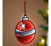 Christow Bauble Infinity Christmas Light, 3D Effect LED Mirror Tunnel Decoration, Hanging Indoor Window Wall Door Display, Mains Powered Home Lighting, Red & White Glow, 40cm x 32cm x 2cm