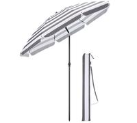 Christow Beach Garden Parasol Portable Tilting Sun Shade Folding Umbrella 2m With Bag in Grey Christow Grey