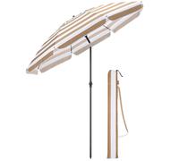 Christow Beach Garden Parasol Portable Tilting Sun Shade Folding Umbrella 2m With Bag in Taupe Christow Taupe