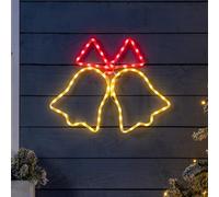 CHRISTOW Bell Christmas Light Outdoor Decoration, Energy Efficient LED Rope Light, Flashing Wall Window Silhouette, Mains Operated (55cm)