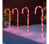 Christow Candy Cane Lights Large LED Christmas Pathway Decorations Red & White Mains x 4 Christow Red