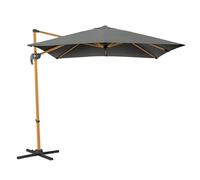 CHRISTOW Cantilever Parasol, Wood-Effect, 2.5m | Overhanging Garden Umbrella, 2.5m Sunshade Canopy, Crank Handle, Tilt & 360° Rotation For All-Day Shade, UPF30+ Protection
