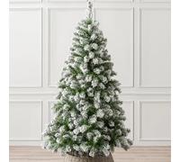 Christow Chamonix Spruce Flocked Christmas Tree, 6ft | Traditional Bushy Shape, 483 Snow-Flocked PVC Tips, Hinged Branches, Easy Assembly with Green Stand