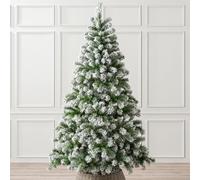 Christow Chamonix Spruce Flocked Christmas Tree, 7ft | Traditional Bushy Shape, 765 Snow-Flocked PVC Tips, Hinged Branches, Easy Assembly with Green Stand