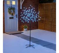 CHRISTOW Cherry Blossom Tree 96 LED Light Up Indoor Outdoor Christmas Decoration With Stand 150cm / 5ft (White)