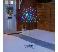 Christow Cherry Blossom Tree 96 LED Light Up Indoor Outdoor Christmas Decoration with Stand 150cm / 5ft (Multi Coloured)