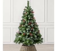 Christow Christmas Artificial Snowy Flocked Cone & Berry Tree