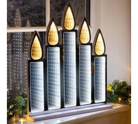 Christow Christmas Candle Bridge Infinity Light, LED Mirror Tunnel 3D Effect Decoration with Wooden Base, Indoor Home Lighting, Windowsill Mantlepiece Table Lamp, Mains Operated (H50cm x W44cm x D2cm)