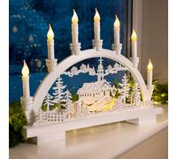 Christow Christmas Candle Bridge Light LED Xmas Table Window Decoration Battery Operated in White Christow White