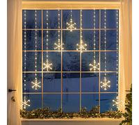 CHRISTOW Christmas Curtain Lights for Windows, 9 Snowflake String Light Decoration, 325 Warm White Micro LEDs, Indoor Outdoor Home Garden Xmas Lighting, Mains Powered with 5m Cable (H1.2m x W1.2m)