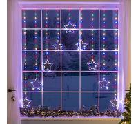 CHRISTOW Christmas Curtain Lights for Windows, 9 Star String Light Decoration, 325 Multi Coloured Micro LEDs, Indoor Outdoor Home Garden Xmas Lighting, Mains Powered with 5m Cable (H1.2m x W1.2m)