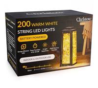 CHRISTOW Christmas Fairy Lights, Battery Operated, 200 LEDs, Warm White