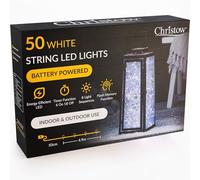 CHRISTOW Christmas Fairy Lights, Battery Operated, 50 LEDs, White