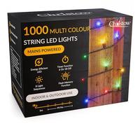 CHRISTOW Christmas Fairy Lights, Multi-Coloured LED String Lighting with Timer, Indoor & Outdoor, Mains Operated 5m Cable, 8 Light Modes Flashing & Static, Green Cable (1000 LED / 100m Lit Length)