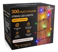 CHRISTOW Christmas Fairy Lights, Multi-Coloured LED String Lighting with Timer, Indoor & Outdoor, Tree Lights, Mains Operated, 8 Light Modes Flashing & Static, Green Cable (300 LED / 30m Lit Length)