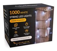 CHRISTOW Christmas Fairy Lights, White LED String Lighting with Timer, Indoor & Outdoor, Tree Lights, Mains Operated, 8 Light Modes Flashing & Static, Green Cable (100 LED / 10m Lit Length)