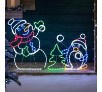 Christow Christmas Led Animated Penguin Snow Fight Decoration