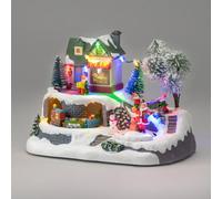 Christow Christmas Led Santa's Workshop Village Scene Moving Musical Train
