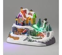 Christow Christmas Led Santa's Workshop Village Scene Moving Musical Train