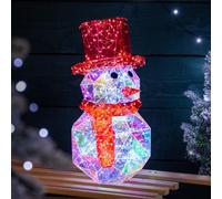 CHRISTOW Christmas Snowman Light, Enchanting Iridescent Indoor Decoration, 300 White LED, Mains Operated, Remote Control with Timer, 8 Light Modes Flashing & Static (H40cm x W23.6cm x D19.8cm)