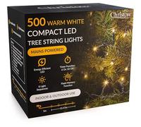 CHRISTOW Christmas Tree Lights, 500 LEDs, Warm White, Fits 5ft Trees | 12.47m Lit Length, Energy Efficient 3mm LEDs, 2.5cm Bulb Spacing, 8 Flash Modes with Memory, Timer Function, Mains Powered