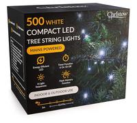 CHRISTOW Christmas Tree Lights, 500 LEDs, White, Fits 5ft Trees | 12.47m Lit Length, Energy Efficient 3mm LEDs, 2.5cm Bulb Spacing, 8 Flash Modes with Memory, Timer Function, Mains Powered