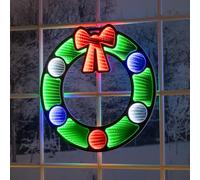 CHRISTOW Christmas Wreath Infinity Light, 3D Effect LED Mirror Tunnel Decoration, Hanging Indoor Door Wall Window Display, Mains Powered Festive Home Lighting, Red Green White & Blue Glow, 40cm