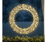 Christow Christmas Wreath Light Front Door Decoration Indoor Outdoor Xmas LED 38cm (S) 50cm (L) in White | Size: Large Christow White Large