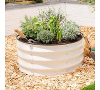 CHRISTOW Circular Raised Garden Bed - 60cm x 30cm, Cream Galvanised Steel Planter, Open Base for Drainage, Outdoor Grow Bed for Plants, Flowers & Vegetables, Protective Rubber Rim