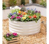 CHRISTOW Circular Raised Garden Bed, Cream, 90cm | Galvanised Steel Construction, Raised Design for Healthy Growth, Open Base for Drainage, Removable Protective Rubber Rim