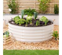 Christow Circular Raised Garden Bed Galvanised Steel Planter Cream 120Cm