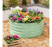 Christow Circular Raised Garden Bed Galvanised Steel Planter Sage 90Cm