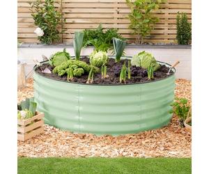 CHRISTOW Circular Raised Garden Bed, Sage Green, 120cm | Galvanised Steel Construction, Raised Design for Healthy Growth, Open Base for Drainage, Removable Protective Rubber Rim