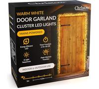 Christow Cluster Light Christmas Door Garland, 800 LEDs, Warm White | 5.5m Lit Length for Standard Doors, 3mm Micro LEDs, 7 Flash Effects & Static, Memory, 6-Hour Timer, Mains, 5m Clear Cable