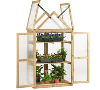 Christow Cold Frame Garden Greenhouse Wooden Polycarbonate Lean To Growhouse in Brown Christow Brown