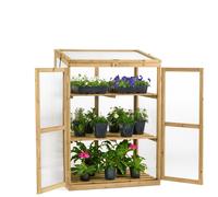 Christow Cold Frame Garden Greenhouse Wooden Polycarbonate Lean To Growhouse in Brown Christow Brown