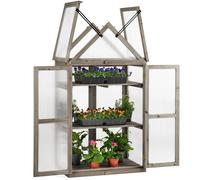 Christow Cold Frame Garden Greenhouse Wooden Polycarbonate Lean To Growhouse in Grey Christow Grey