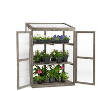 Christow Cold Frame Garden Greenhouse Wooden Polycarbonate Lean To Growhouse in Grey Christow Grey