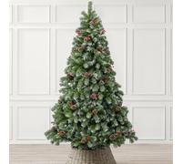 Christow Cone & Berry Artificial Christmas Tree Snowy Snow Flocked With Stand 5ft 6ft 7ft in Green Christow Green 5ft