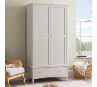 CHRISTOW Double Wardrobe, Clothes Rail & Drawer, Stone