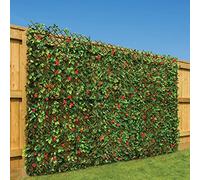 Christow Expanding Artificial Trellis, Red Flower Hedge, 1m x 2m, 4 Pack