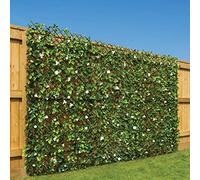 Christow Expanding Artificial Trellis, White Flower Hedge, 1m x 1-2m