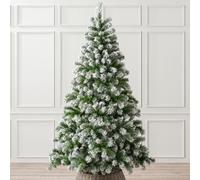 Christow Flocked Artificial Christmas Tree Chamonix Spruce 5ft 6ft 7ft 8ft in Green Christow Green 7ft