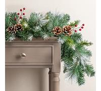 Christow Flocked Christmas Garland with Pinecones & Berries, 6ft