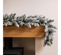 Christow Flocked Spruce Christmas Garland, 6ft | Flocked Artificial Garland, Snow-Dusted PVC Needles, Metal Hanging Loops, Easy to Display, Ideal for Fireplaces & Stairs