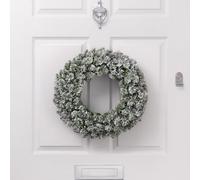 Christow Flocked Spruce Christmas Wreath, 45cm | Flocked Artificial Wreath, Snow-Dusted PVC Needles, Metal Hanging Frame, Easy to Display, Ideal for Doors & Mantels