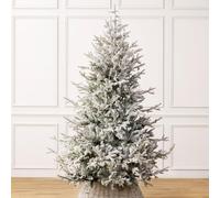 Christow Flocked Verbier Fir Christmas Tree, 6ft | 630 Snow-Flocked PE & PVC Tips, Natural-Look Artificial Tree, Hinged Branches, 125cm Diameter, Green Stand Included