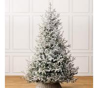 Christow Flocked Verbier Fir Christmas Tree, 7ft | 1218 Snow-Flocked PE & PVC Tips, Natural-Look Artificial Tree, Hinged Branches, 140cm Diameter, Green Stand Included